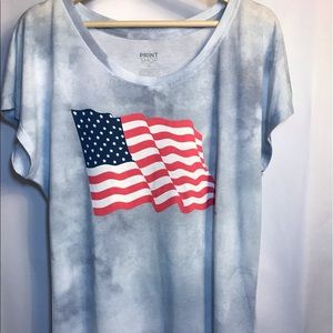American Flag Tee shirt Tie Dye patriotic NWT patriotic top red white & blue